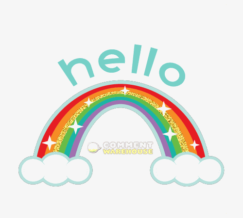 Hello rainbow glitter graphic